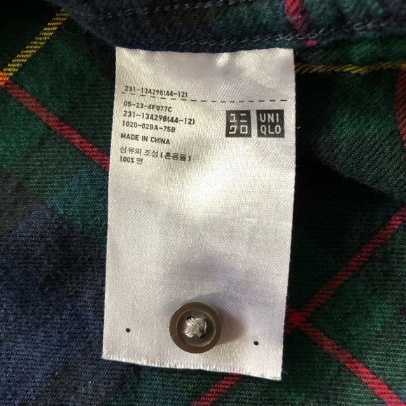 Uniqlo Plaid Flannel Button Up Shirt in Navy & Green Size S - Picture 8 of 11